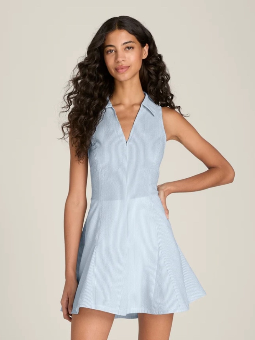 Collared Tech Seersucker Dress NWT Size Large